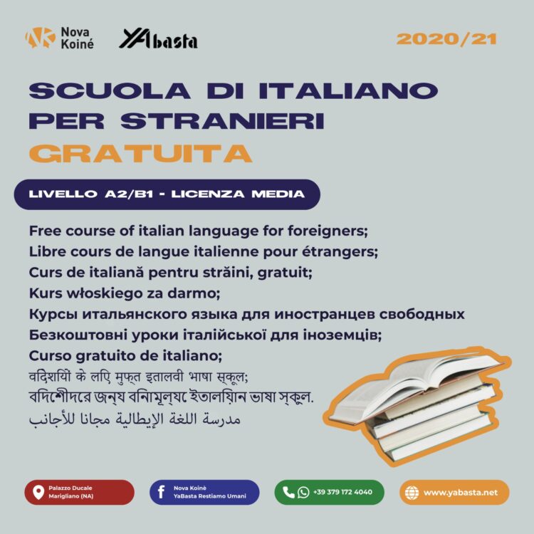 Riparte la Scuola d’Italiano per stranieri di YaBasta! e Nova Koiné
